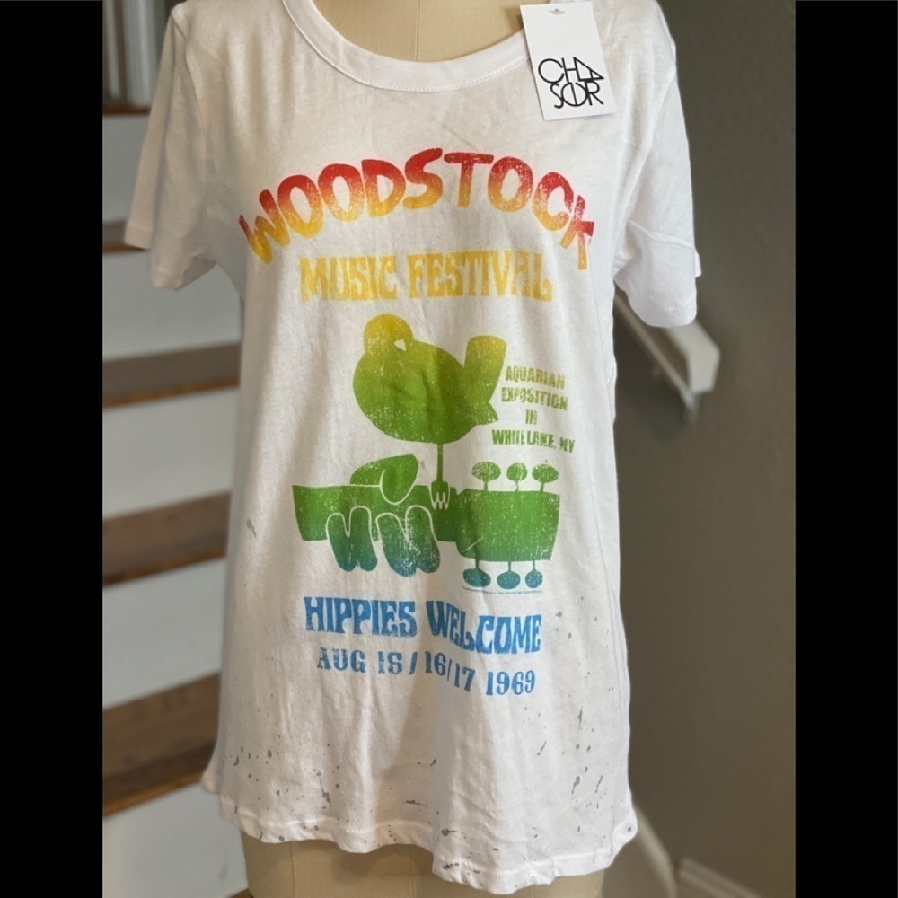 Chaser Woodstock Paint Splatter Hem Tshirt NWT​​​​​​​​​​ - Picture 4 of 8